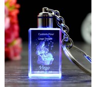 MGOP1050/ Customized Logo crystal square flashing keychain