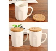 WOBO1201 / Customized 14oz Bamboo lid white Mug