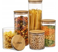 WOBO2189/ Glass Jars with Sustainable Bamboo Lids 3.35“ dia