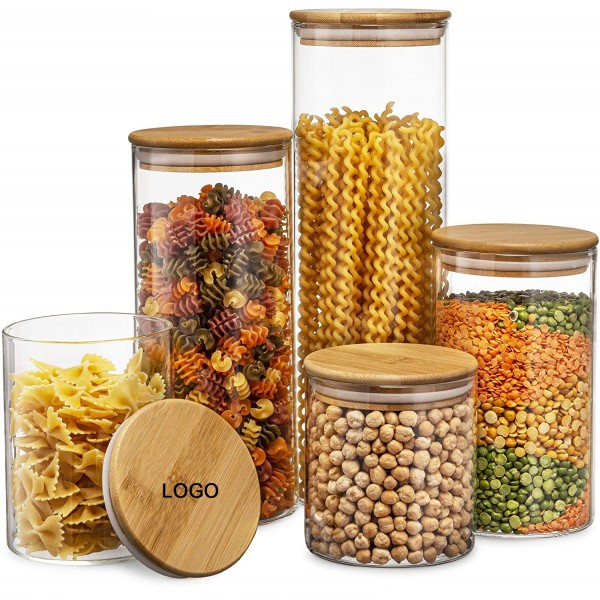 Glass Jars with Sustainable Bamboo Lids 3.35“ dia