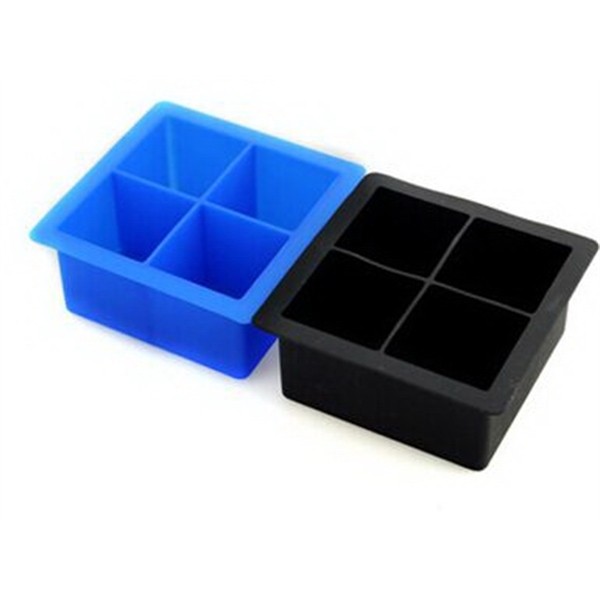 Silicone 4 holes large square ice cube tray with lid - SAPEM1053